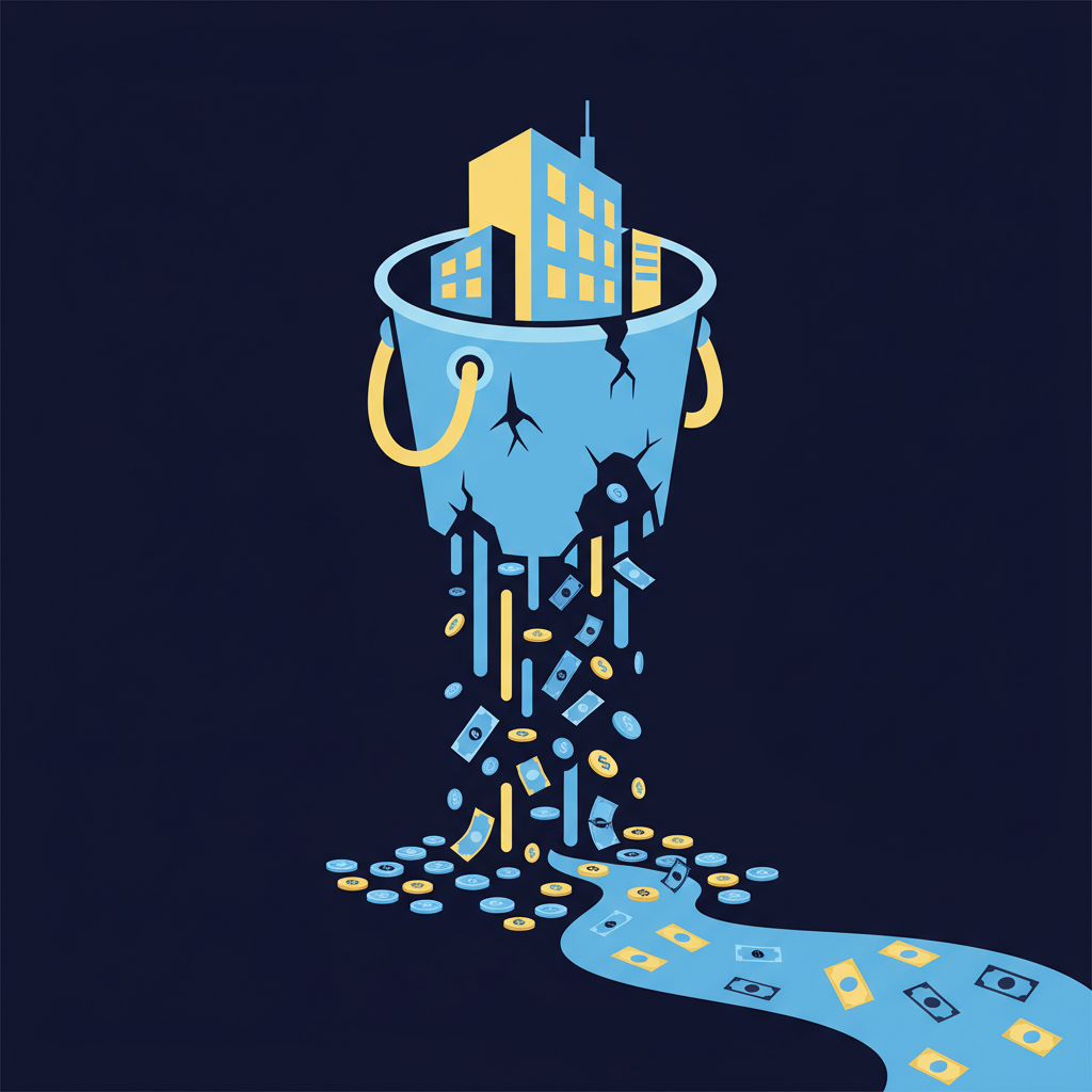 Balde de im&oacute;vel furado com dinheiro escapando, custo real de responder leads em 1 hora