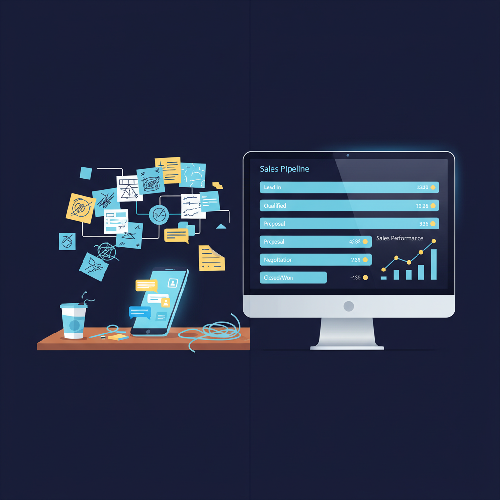 CRM organizado versus WhatsApp pessoal