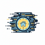 Cronômetro de 5 minutos com casa simbolizando velocidade de resposta a leads de imobiliária